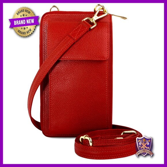 Leather Crossbody Wallet Phone Purse Anti Theft RFID Blocking Travel Elegant